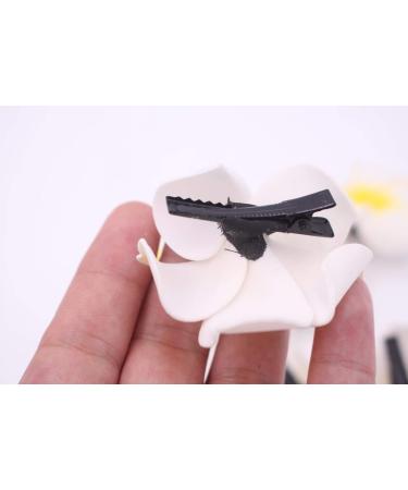 12PCS Hawaiian Plumeria Foam Flower Hair Clips - Yellow - Perfect for Bridal Wedding, Beach Holiday - Bohemian Style Hair Accessories for Women and Girls - Buy Online on GoSupps.com