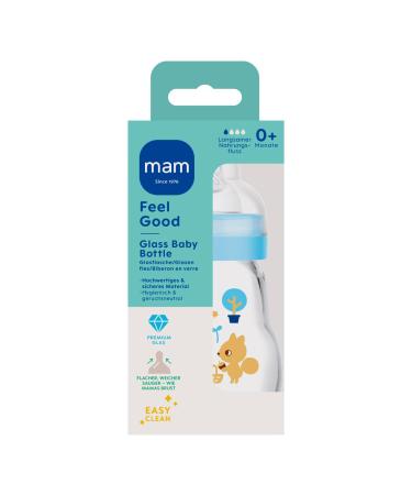MAM Baby Glass Bottles 2 Pack - Feel Good from Birth (170ml & 260ml) - Safe & Stylish Blue Feeding Bottles for Babies - Buy Online on GoSupps.com
