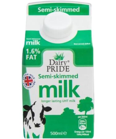 Dairy Pride Semi Skimmed Long Life UHT Milk 500ml Pack Of 6 With Welari Thank You Card | (6 Pack) (6 x 500ml) - Buy Online on GoSupps.com