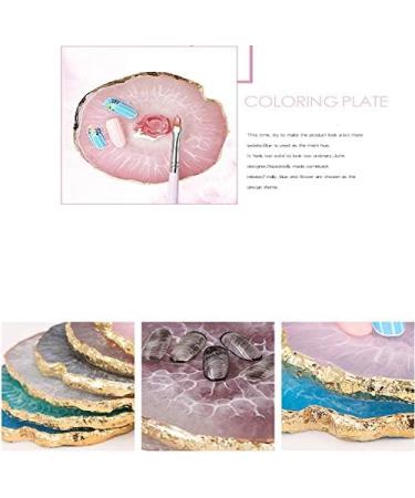 Polish Mix Palette Resin Nail Art Palette Paint Drawing Color Dish Golden Edge Resin Stone Paint Drawing Color Dish Manicure Nail DIY Tool(Pink) - Buy Online on GoSupps.com
