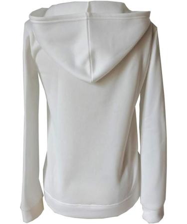 Women's White Hoodie Sweatshirt - Long Sleeve Drawstring Pullover Top - Buy Online on GoSupps.com
