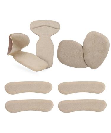 Heel Cushion Inserts Gel Self-Adhesive Anti-wear Foot Forefoot Cushions Men Comfort Daily for Heel Spurs and Heal Dry Cracked Heels(Flannel Apricot Suit Large)