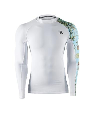 HUGE SPORTS Rash Guard Shirt for Men with Long Sleeve Sun Protection Quick-drying Surf Swim Shirt Swim Shirt M Forest