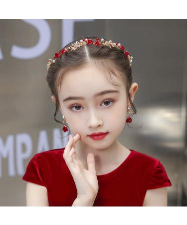 Red Rose Flower Crown Headband - Rhinestone Pearl Tiara for Bride | Wedding Headpiece for Women - Buy Online on GoSupps.com