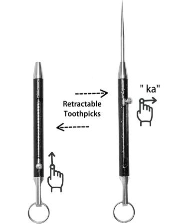Stainless Steel Telescopic Toothpicks - 2PCS Black Metal Retractable & Reusable Multi-Purpose Picks for Travel Home & Outdoor Use - Buy Online on GoSupps.com