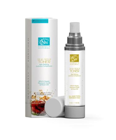 Nardo's Natural 24 Karat Gold Facial Toner 4 oz pH Balancing with Witch Hazel Element Gold & Rose Oil Nourishing for Smooth Fresh Skin All Skin Types (Pack of 1)