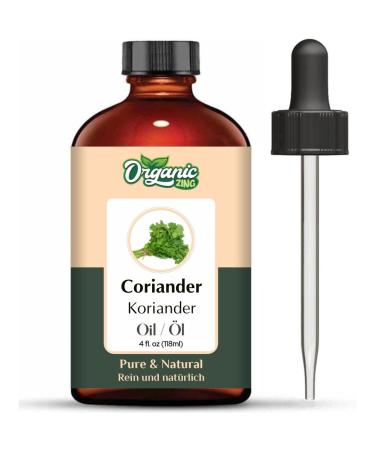ORGANIC ZING Organic Zing Coriander Oil (Corirum Sativum) | Pure Natural Essential Oil for Skin Care Massage Aroma & Diffusers - 4 fl oz