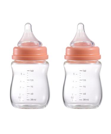 FDBTL Baby Bottle Glass Natural Anti-Colic Bottles 2 Pack Closer to Breastfeeding for Newborn Babies Infant 0M+ 6Oz 6 Ounce 2PACK
