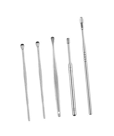 5 Pieces Earwax Removal Earwax Cleaner Kit Cleaning Ear Canal at Home Portable Ear Spoon Set Easy to Use Stainless Steel Ear Cleaner