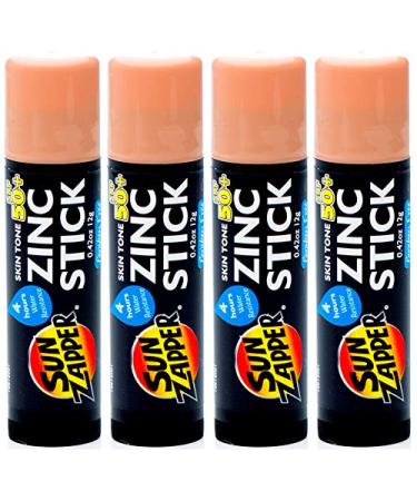 Sun Zapper Zinc Stick SPF 50+ Sunscreen (4 Pack) 0.42 oz stick - Skin Tone