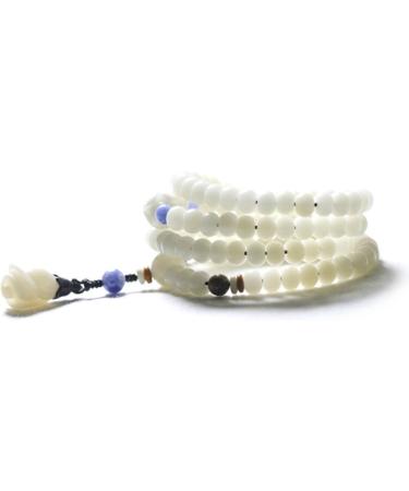 HSYHKDSY Bracelet 1 Piece of White Bodhi 108 Beads Necklace Bracelet Multi-Circle Bracelet White 0.6*0.8cm - Buy Online on GoSupps.com