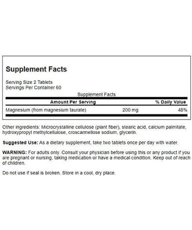 Swanson Magnesium Taurate Supplement - 120 Tablets x 100mg - Natural Mineral Formula with Taurine - 120 Count - Buy Online on GoSupps.com