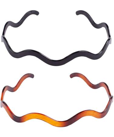 Set of 2 Women Girls Hard Plastic Headband Hair Hoop Black and Brown High-grade Headwear Hairband (Style E#) - Buy Online on GoSupps.com