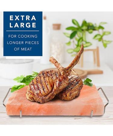 UMAID Himalayan Salt Block Cooking Plate 12x8x1.5 | Food Grade Salt with Stainless Steel Tray | Cooking, Grilling, Serving | Recipe Pamphlet | Stainless Steel Option - Buy Online on GoSupps.com