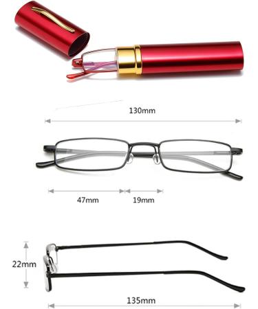 Hubeye Portable Metal Reading Glasses - 3.00 Dioptria Flexible Light Vision Classic Unisex Design with Case - Ideal Reading Aid - Buy Online on GoSupps.com