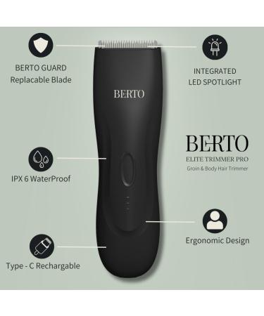 Berto Elite Trimmer PRO | Best Men's Ball & Body Hair Trimmer | Waterproof LED Spotlight Replaceable Blades - Buy Online on GoSupps.com