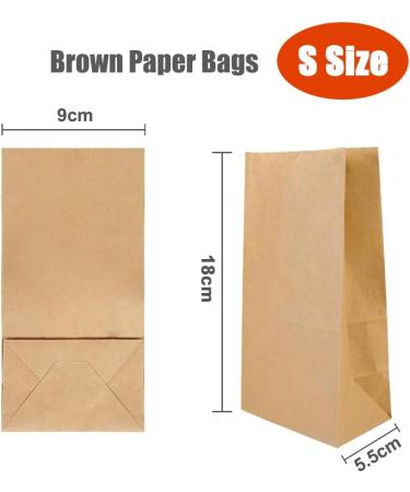 100pcs Small Brown Paper Bags Mini Kraft Paper Bags 3.5''L x 2''W x 7''H For Candy Popcorn Bags Snack Bags Wedding Favor Bags Party Favor Bags Treat Bags - Buy Online on GoSupps.com