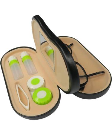 Evelots Double-Sided Contact Lens Case with Mirror - Rigid Outside Soft Inside - Travel Essential - Black - Buy Online on GoSupps.com