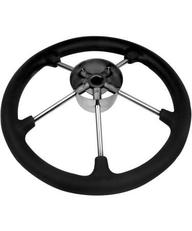 11 Boat Steering Wheel Stainless Steel 5 Poke 25 Destroyer Style Anti-Slip Black PU Foam - Ideal for Boats, Yachts, Pontoon Boats - Buy Online on GoSupps.com