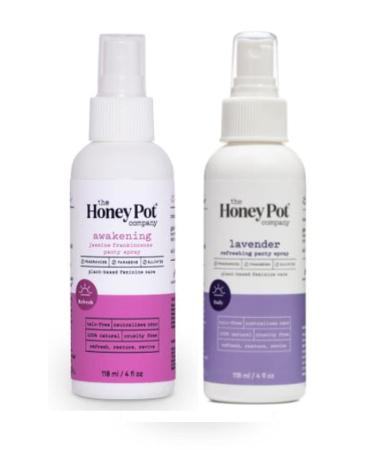 The Honey Pot Company Panty Spray 4 Oz Pack Of 2! Includes Lavender & Jasmine! Plant-Based and All Natural Feminine Spray! Refresh, Restore and Revive Feminine Care! Sulfate Free, Cruelty Free & Paraben Free! 4 Fl Oz (Pack…