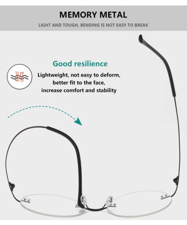 Shop Magimodac Round Reading Glasses for Men & Women - Borderless Blue Light Filter Titanium Glasses - 3.0 Diopter Visual Aid - Buy Online on GoSupps.com