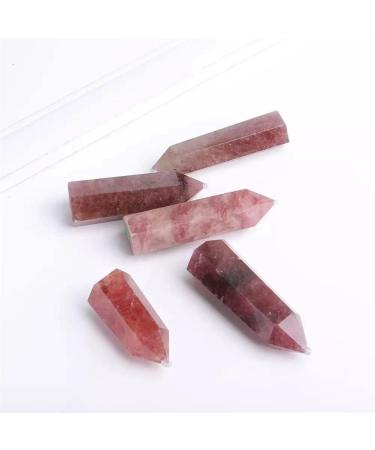 5pc 70mm-80mm Natural Gemstone Stones Strawberry Quartz Crystal Point Wand Suitable for Home Crystals Raw Stones and Minerals Stone Mineral Specimen