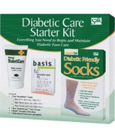 Salk Company Diabetic Foot Care Starter Kit with 10 to 13 Size Socks Basis Sensitive Skin Bar Soap DiabetiCare Foot Cream (Kit of 1 Kit)