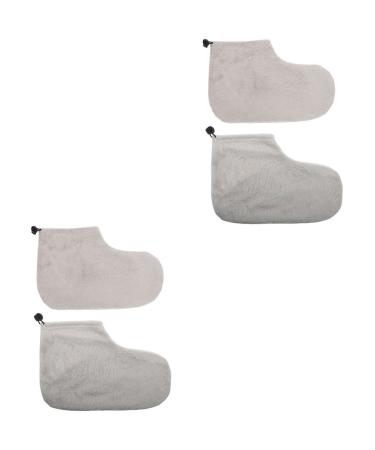 Housoutil 2 Pairs Wax Warm Foot Cover Thermal Foot Liner Beauty Paraffin Wax Easy Liner Faux Buns Wax Gloves Paraffin Wax Cover Wax Foot Bag Spa Moisturizing Socks Mittens Cotton 28X20X0.9CMx2pcs Greyx2pcs
