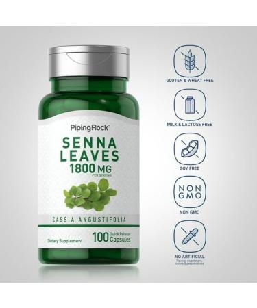 Senna Leaves 450mg 100 Capsules | Non-GMO & Gluten Free | Piping Rock - Buy Online on GoSupps.com