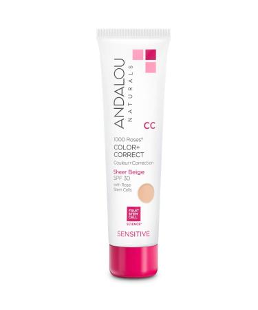 Andalou Naturals CC 1000 Roses Color + Correct Sensitive SPF 30 Sheer Nude 2 fl oz (58 ml)