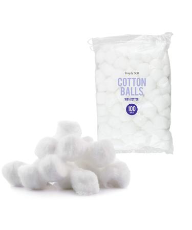 100% Cotton Wool Balls 100 Pieces Pure and Supersoft Perfect for Babies and Beauty Personal Care Sensitive Skin Makeup Removal Nail Polish DIY Crafts and much more (100 Pieces)