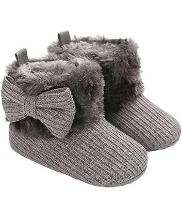 Baby Winter Warm Fleece Bootie - Non-Slip Soft Sole Shoes for Boys and Girls 12-18 Months - Grey - Buy Online on GoSupps.com