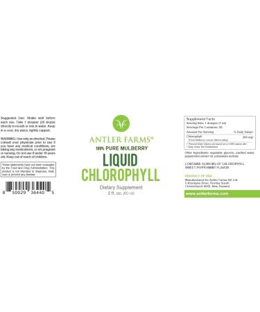 Antler Farms Natural Liquid Chlorophyll - 12,000mg Maximum Strength, 60 Servings, Mint Flavor - Immune Support & Energy Booster - Buy Online on GoSupps.com