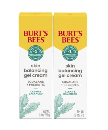 Burt's Bees Clear and Balanced Skin Balancing Gel Cream With Squalane and Prebiotic Gel Moisturizer for Breakout-Prone Skin 99 Percent Natural Origin Skin Care 1.8 oz. Bottle - Pack of 2
