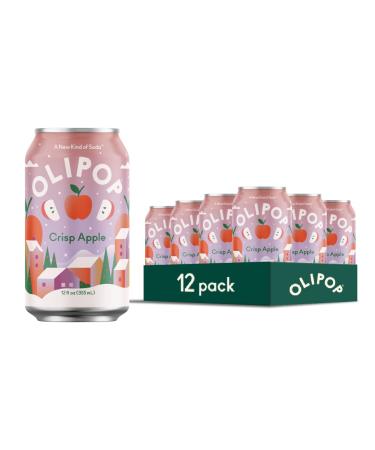OLIPOP - Crisp Apple Sparkling Tonic, A New Kind of Soda, Prebiotic Soft Drink, 9g of Dietary Plant Fiber, Botanical-Rich, 5g Sugar per Can, Caffeine-Free, Low-Calorie, Vegan, Non-GMO (12oz, 12-Pack)