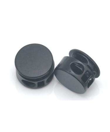 Hole Cord Lock Stopper spring buckle Cord Locks DIY 30pcs/lot Round Metal Alloy Stoppers Toggle Cord Locks Drawstring Two Hole Nickle/Black/satin For 4mm Bungee(Black) 14mmx10mm Black