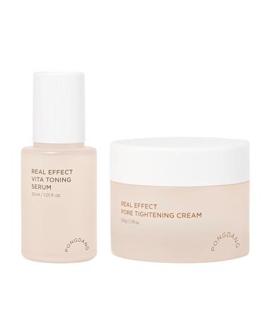 PONGDANG Real Effect Clear Duo for Pore : Pore Vita Toning Serum & Pore Tightening Cream pore minimizer brighting vitamin nourishing Korean Skincare