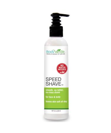 BodyVerde Speed Shave, Waterless Shaving Cream, Dry Shave Gel, All Natural Shave Lotion, No Water Needed, Travel Shaving Cream for Women and Men, Shave Cream & Lotion Leaves Skin Smooth All Day, 8oz