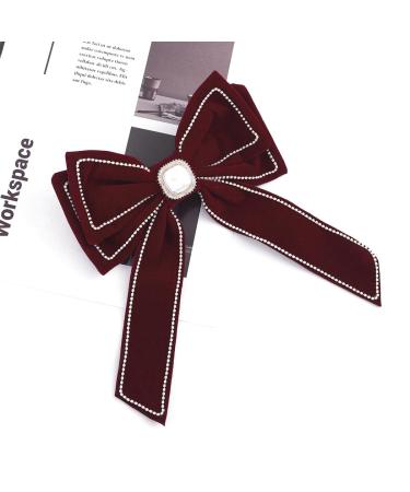 Bohend Large Red Hair Bow with Rhinestones - Velvet Party Hair Accessories for Women & Girls - Buy Online on GoSupps.com