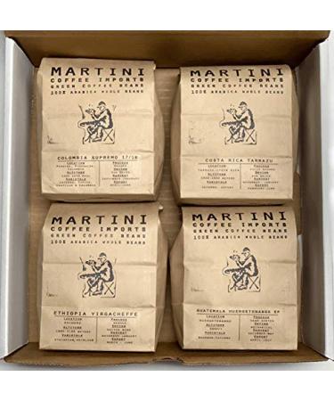 Martini Coffee Roasters - Unroasted Green Coffee Bean Sampler Pack - 4LBS - 100% Raw Arabica Coffee Beans - Unroasted Coffee Variety 4-Pack From Across The World - Africa, Central America, South America, Indonesia, Etc. Original Variety Pack 4 Pound (Pack