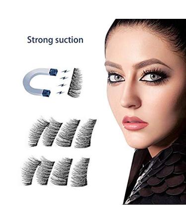 Shop Magnetic Eyelashes - Natural Look Reusable with 3 Magnets & Stainless Steel Tweezers - 2 Pairs (8 Pieces) - Color 3 - Buy Online on GoSupps.com