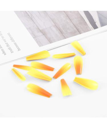 Sethexy Shiny Long Ballerina False Nails | Colorful Press-On Nail Tips - 24 Acrylic Nail Designs for Women & Girls (Orange Yellow) - Buy Online on GoSupps.com