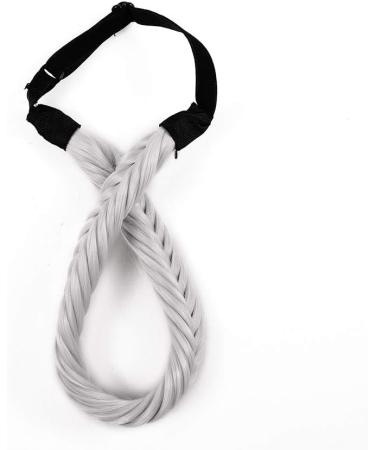 Synthetic Hair Plaited Headband Fishtail Elastic Hair Band Braid Headwear Hair Scrunchie Headband For Girls Women Accessories Fluffy Silver Grey - Buy Online on GoSupps.com