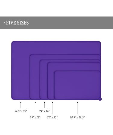Reopet Silicone Pet Feed Mats - Waterproof Dog & Cat Mats with Elevated Edges 87x57 cm (1-Pack) Purple - Ideal for Mess-Free Feeding - Buy Online on GoSupps.com