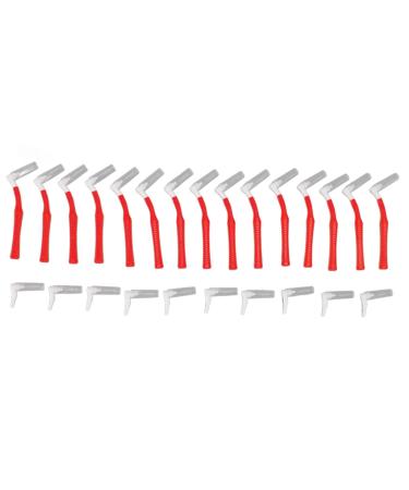 Toothbrush L-shape push-pull interental brush oral care tooth whitening toothpick orthodontic cleaning brush red 25 pieces