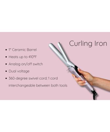 Aria Beauty Pop N Lock Interchangeable Straightener & Curling Iron Set - Dual Voltage Ionic Technology 360 Swivel Cord - Perfect for International Shipping - Buy Online on GoSupps.com