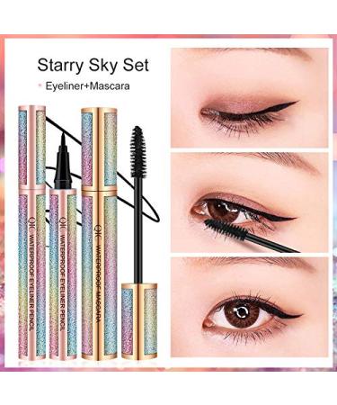 4D Silk Fiber Eyelash & Eyeliner Set - Long-Lasting Waterproof Mascara & Liquid Eyeliner for Natural Voluminous Lash Extensions - Buy Online on GoSupps.com
