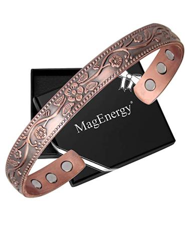 Magnetic Copper Bracelet for Women 6.5 inches Adjustable to Fit Most Wrist with Beatiful Box