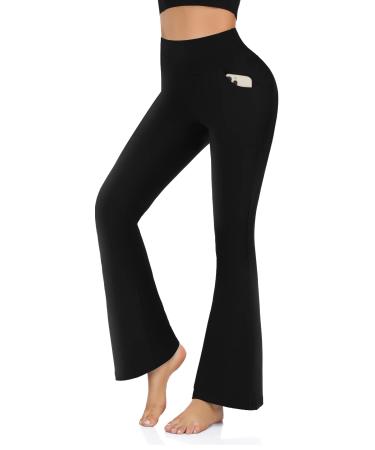 Aoliks Bootcut Yoga Pants with Pockets for Women - Flare Leggings with Pockets Workout Bell Bottom Jazz Dress Work Pants X-Large Flare-black