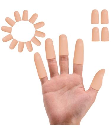 Zxfuture 16pcs Gel Finger Cots Finger Protectors Finger Caps Silicone Fingertips Protection - Provide Relief for Finger Cracking, Corns, Blisters, and Calluses Protect(Nude, Medium)